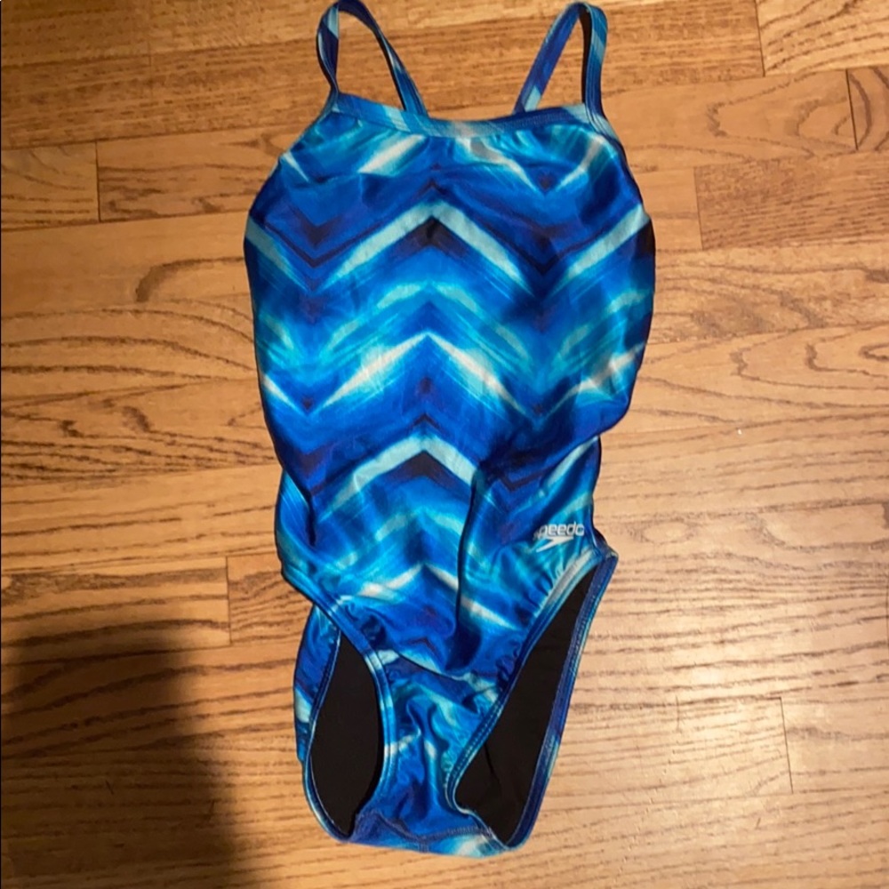 blue one piece swimsuit